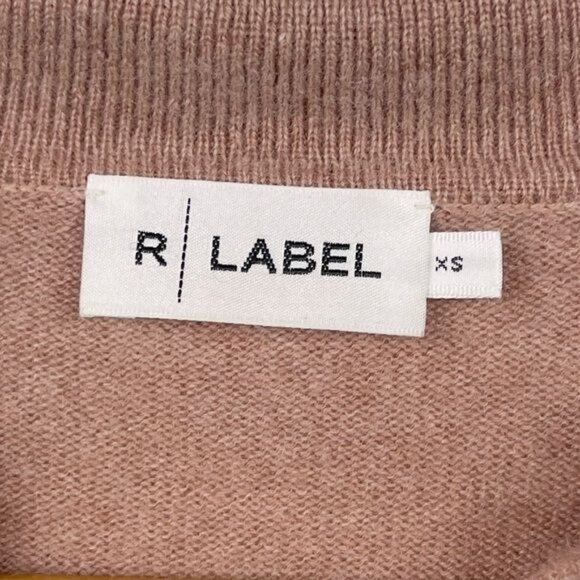 R Label Wool Cashmere Blend Sweater Collard Long Sleeve V Neck Pullover XSmall - Picture 2 of 6